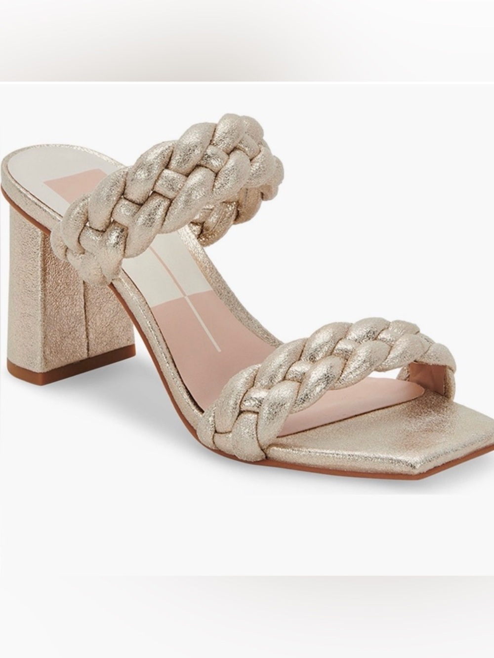 Dolce Vita Paily Braided Block Heel Sandals Gold Metallic Size 8.5